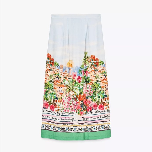 ZARA PRINTED LAYERED MIDI SKIRT - Picture 4 of 16